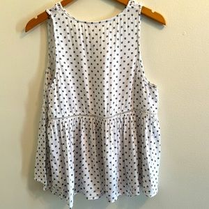 Fun 2 fun white high low tank with navy detail size medium